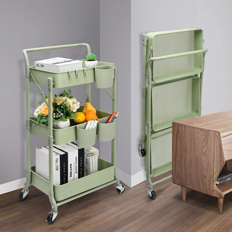 34'' H x 15'' W Utility Cart with Wheels, Green