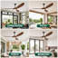 Ventilateur de plafond de 178 cm (70 po) avec éclairage DEL tricolore à intensité variable, 3 pales en ABS, moteur CC réversible à 6 vitesses, télécommande et commande murale