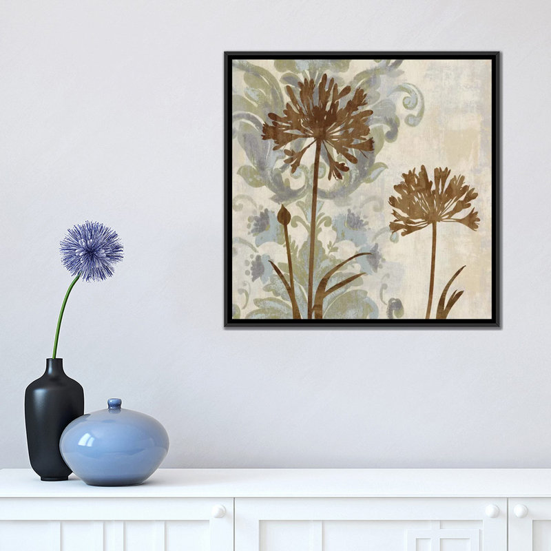 « floral oasis i », impression sur toile, H 18 po x l 18 po x P 1,5 po, Toile avec cadre noir, Pas de tapis