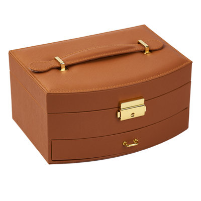 Boîte de rangement pour bijoux à 2 couches avec miroir
