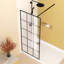 Paroi de douche encadrée en verre de 34 po de largeur x 72 po de hauteur avec verre trempé de 1/4 po de 6 mm, aluminium noir mat et barre de support, porte de douche
