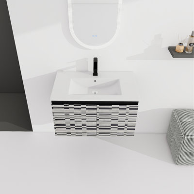 30'' Bathroom Vanity. Ceramics Sink & Soft-Close Door. Black Plywood. Gorgeous Storage Vanity With Sink. . Modern Profuse