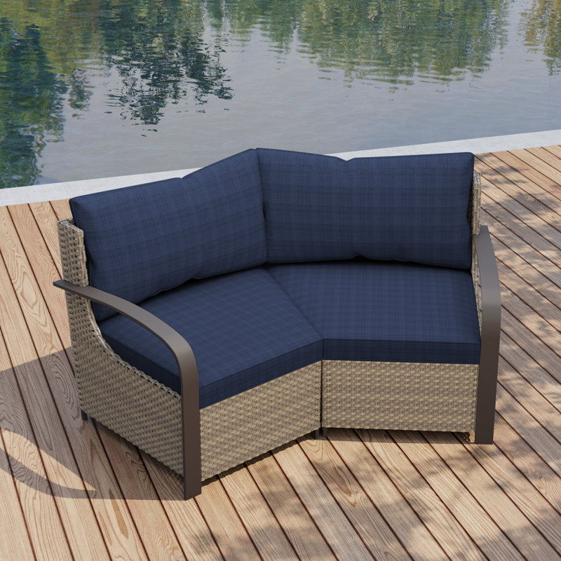 Patio Loveseat With Left And Right Armrests, Blue