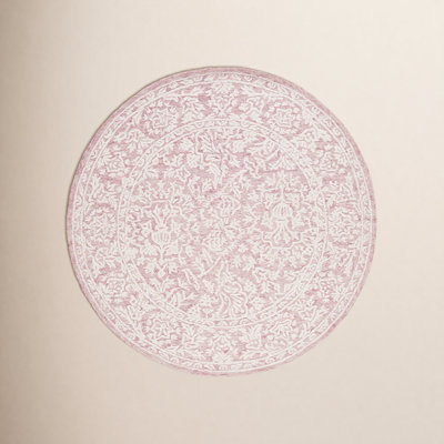 Teasdale Oriental Handmade Tufted Wool Area Rug in Pink/Ivory