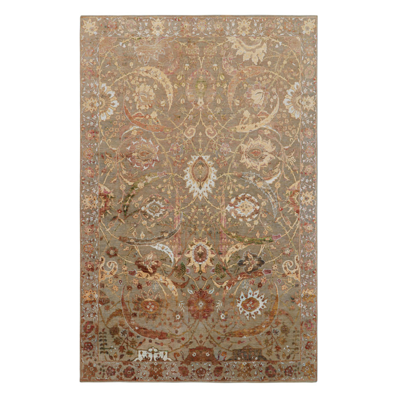 Rug & Kilim’S Persian Tabriz Style Rug In Beige-Brown With Floral Patterns
