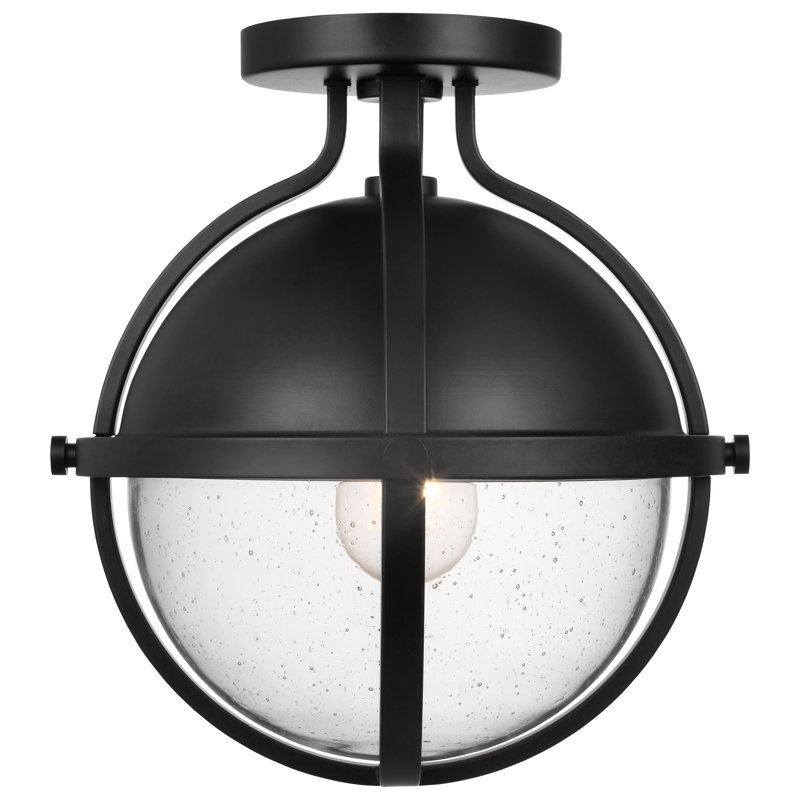 Noelie Glass Semi Flush Mount, Black, Clear 