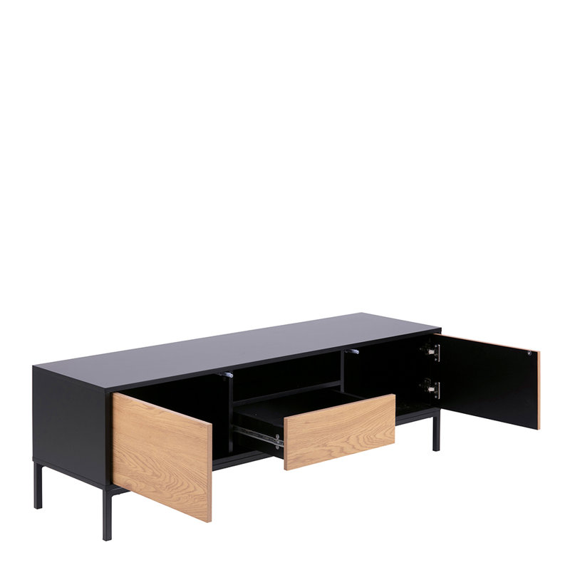 Joliet TV Stand for TVs up to 60", Black & Oak
