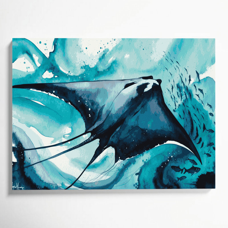 Art mural sur toile Coastal Manta Ray Glide, H 11 po x l 14 po