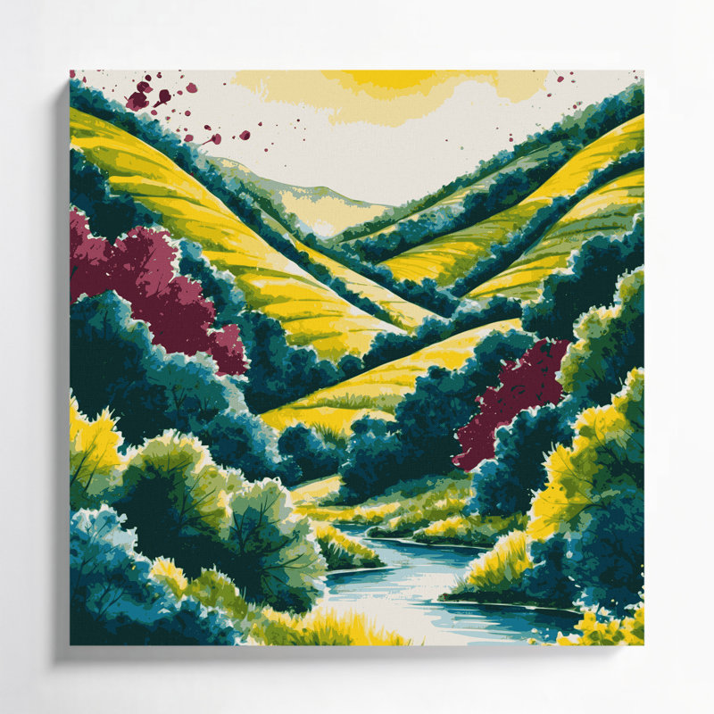 «Watercolor Landscape 24 Yellow», art mural sur toile