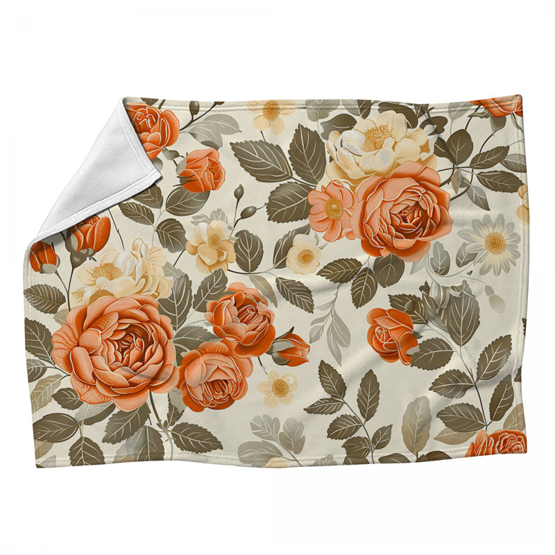 Jeté polaire Summer Blossoms - Jetés floraux pour canapés ou lits, L 60 po x L 80 po