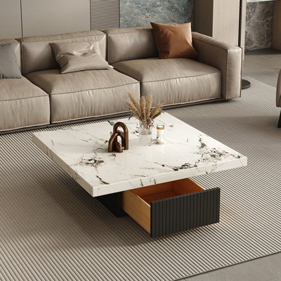 Table basse en marbre avec tiroir de rangement