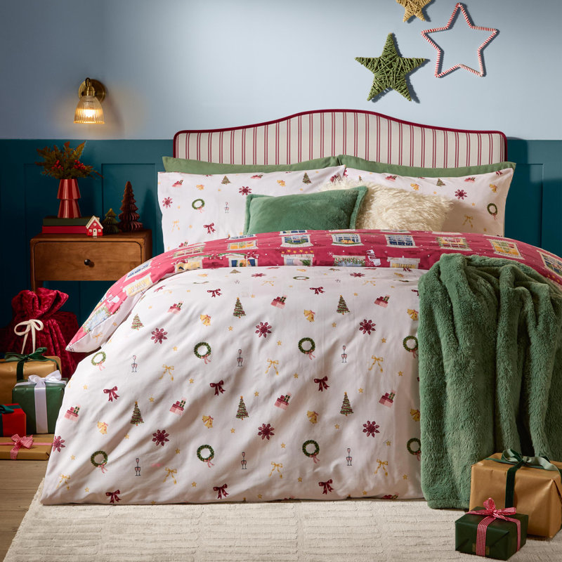 Christmas Eve No Pattern Duvet Cover Set, Double Duvet Cover + 2 Standard Pillowcases