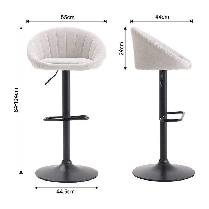 Pigalle Upholstered Adjustable Height Counter Stool with Metal Frame, White