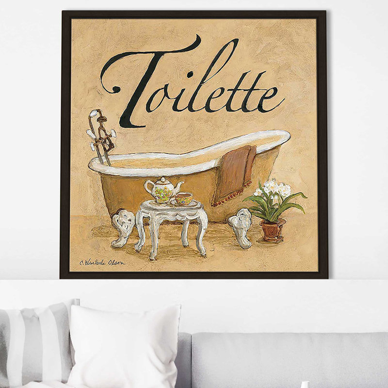 «Spice Toilette (Square)» par Charlene Olson, Cadre flottant espresso, H 21,5 po x l 21,5 po x P 2 po