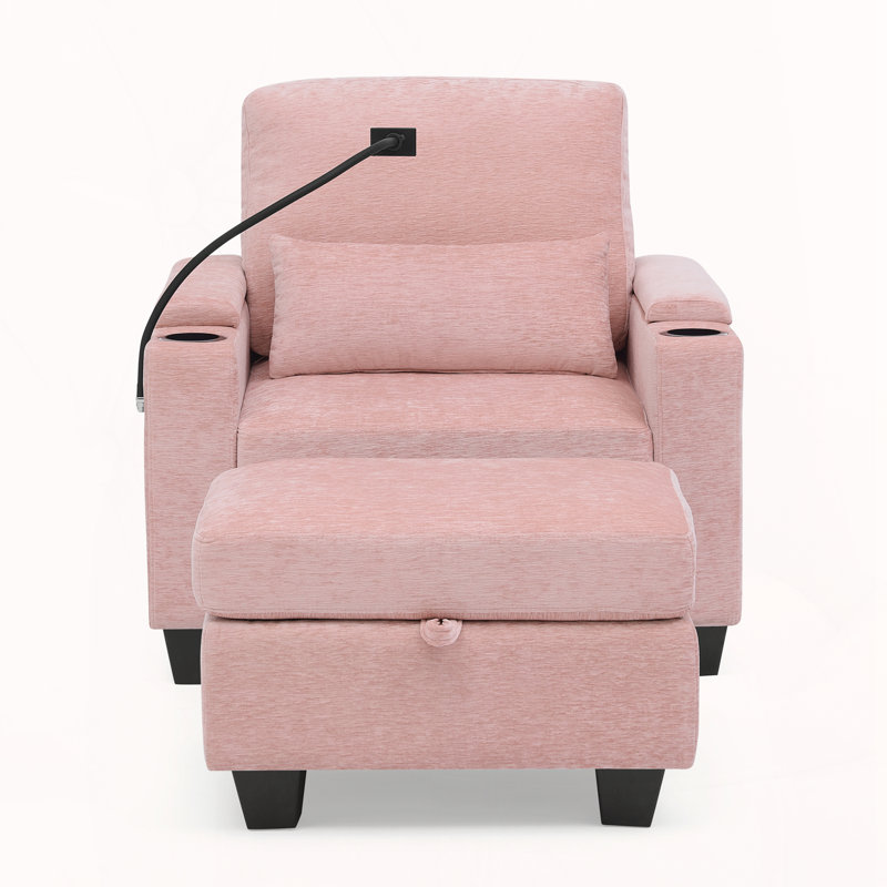 Canapé inclinable simple avec dossier réglable manuellement, Rose