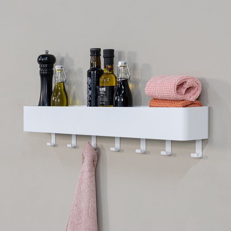 MULTI Steel Wall 7 - Hook Wall Mounted Coat Rack, White
