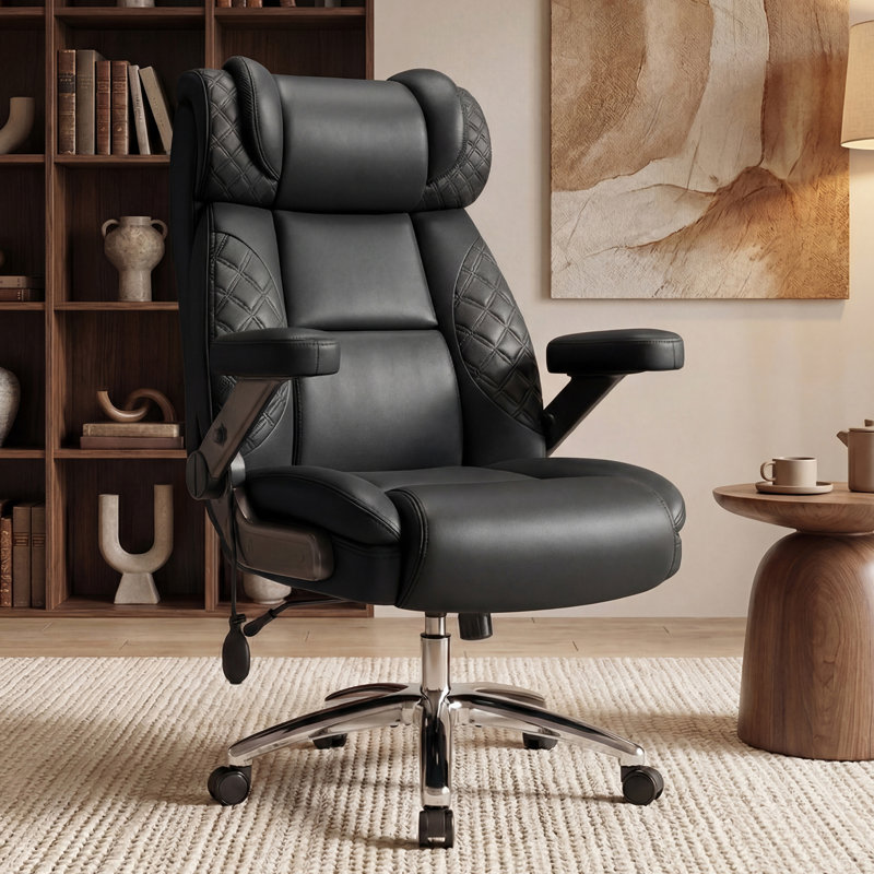 Joulon Ergonomic Tufted Big Tall  Adjustable Lumbar Support Executive Office Chair 500lbs, Black