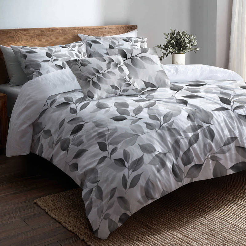 Ensemble de housse de couette et coussin décoratif Floral, Housse de couette très grand + 4 pièces supplém