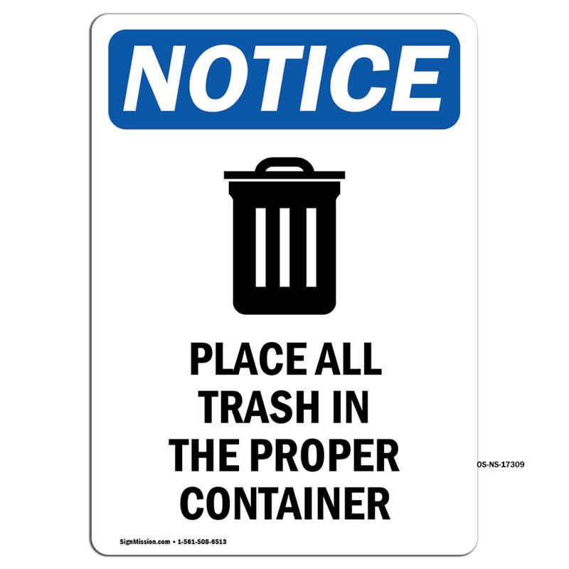 Place All Trash In Sign