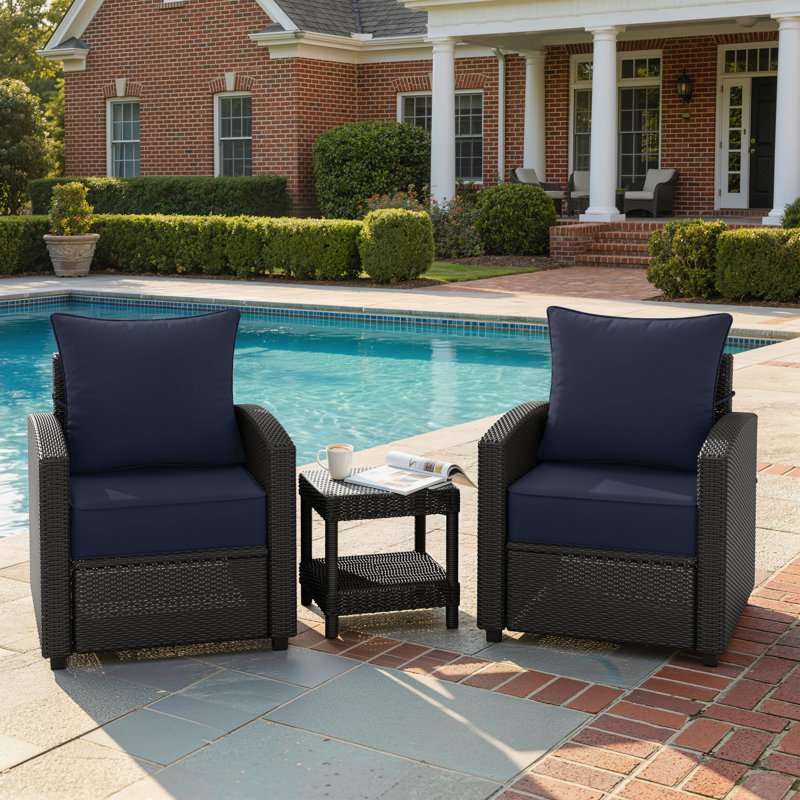 24" X 24" X 6.5" Outdoor Cushion Set Patio Chair Cushions, Navy