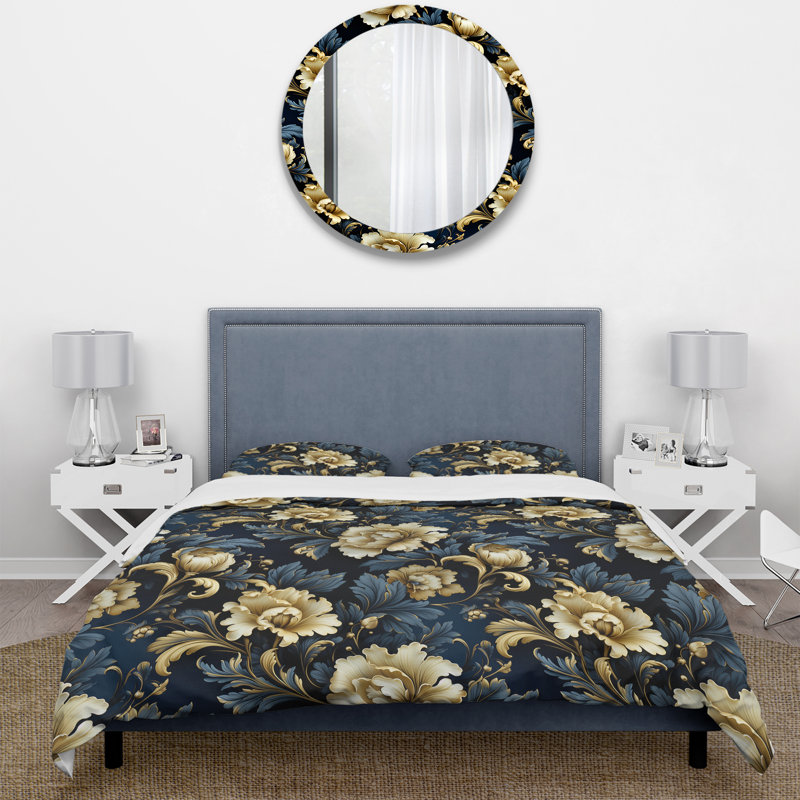 Regal Baroque Flourish Victorian Pattern VI - Ensemble de housse de couette damassé