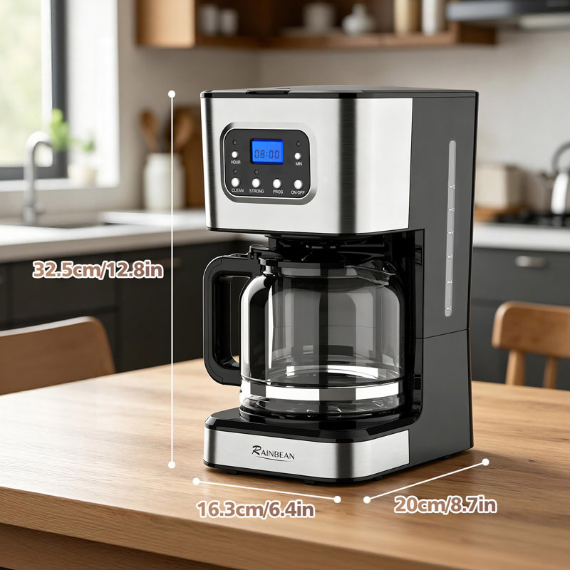 Cafetière programmable 10 tasses, cafetière à filtre avec minuterie 24 h, double intensité d'infusion, système anti-gouttes, maintien au chaud et arrêt automatique