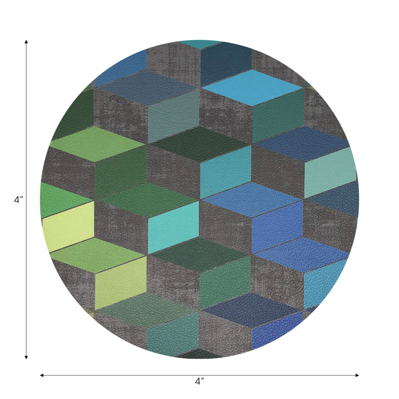Modern Steps Winter Vegan Leather Round Coasters, Spring