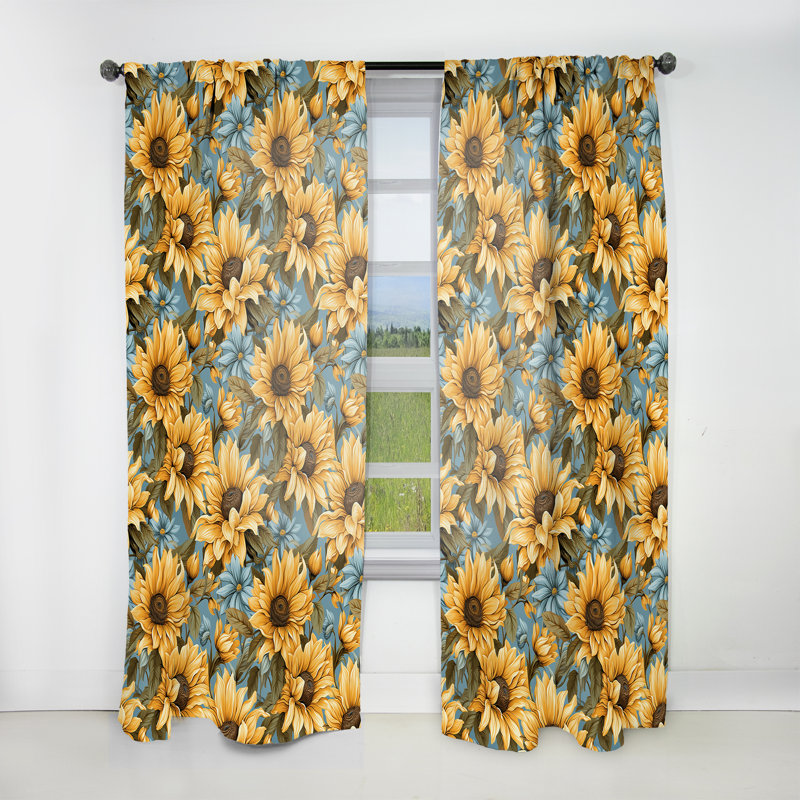 Sunflower Shores - motif tropical - rideau en velours tropical - obscurcissant - 1 panneau, L 52 po x L 108 po