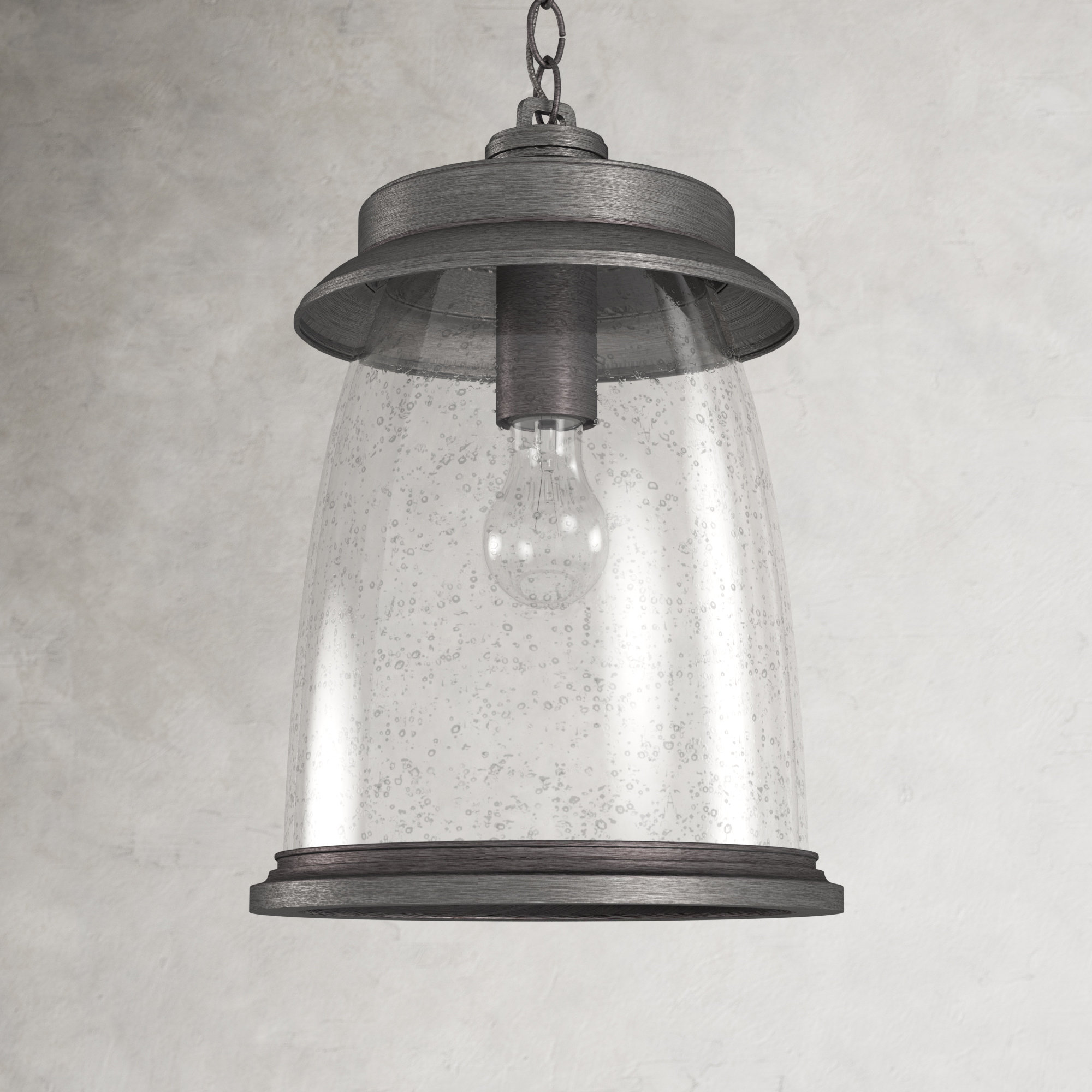 Seeded Outdoor Metal Hanging Lantern, Antique Pewter