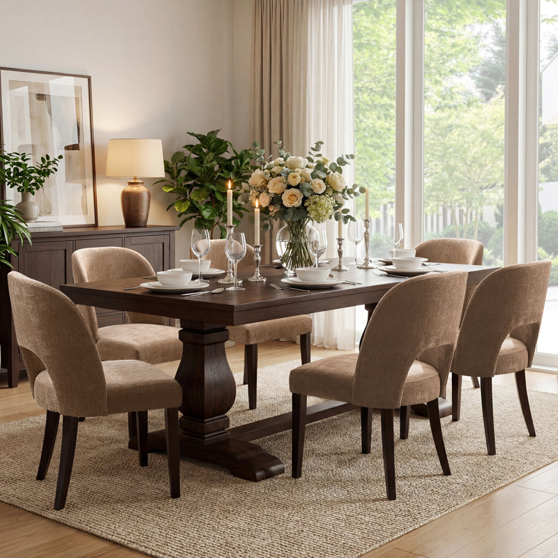 47cm H Upholstered Upholstered Back Side Chair, Brown