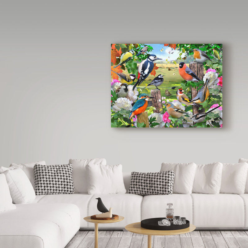 Colorful Birds Tropical Canvas Wall Art, 47" x 35"