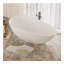 Baignoire autoportante à surface solide, baignoire autoportante en résine de pierre de luxe fabriquée à la main avec trop-plein et bonde escamotable, blanc brillant 24S02-59GW