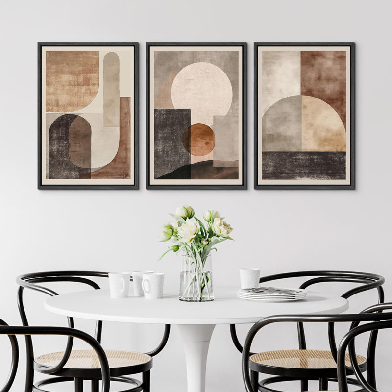 Abstrait neutre et tons de terre avec des formes géométriques, illustrations, art moderne, décor de salon, Noir