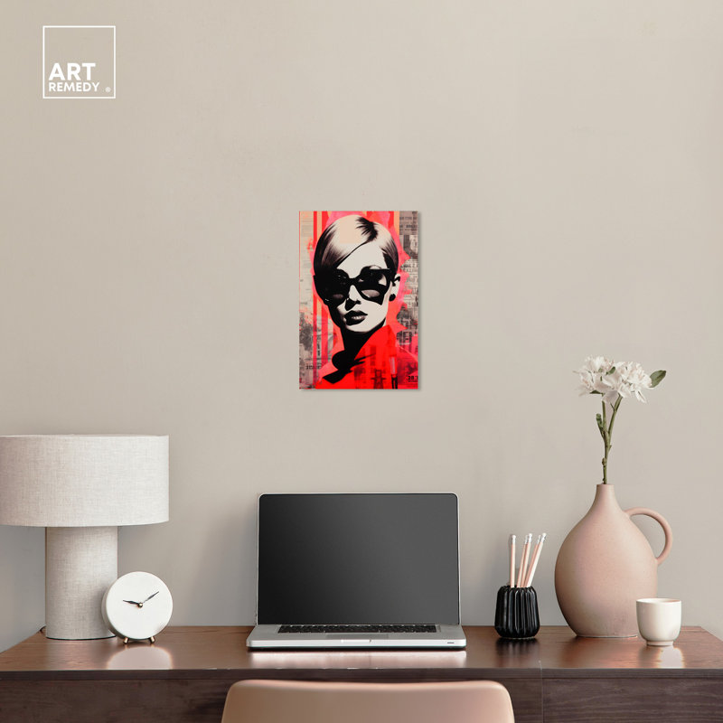 Retro Red and Black Collage Canvas Art Print, 10" x 15"