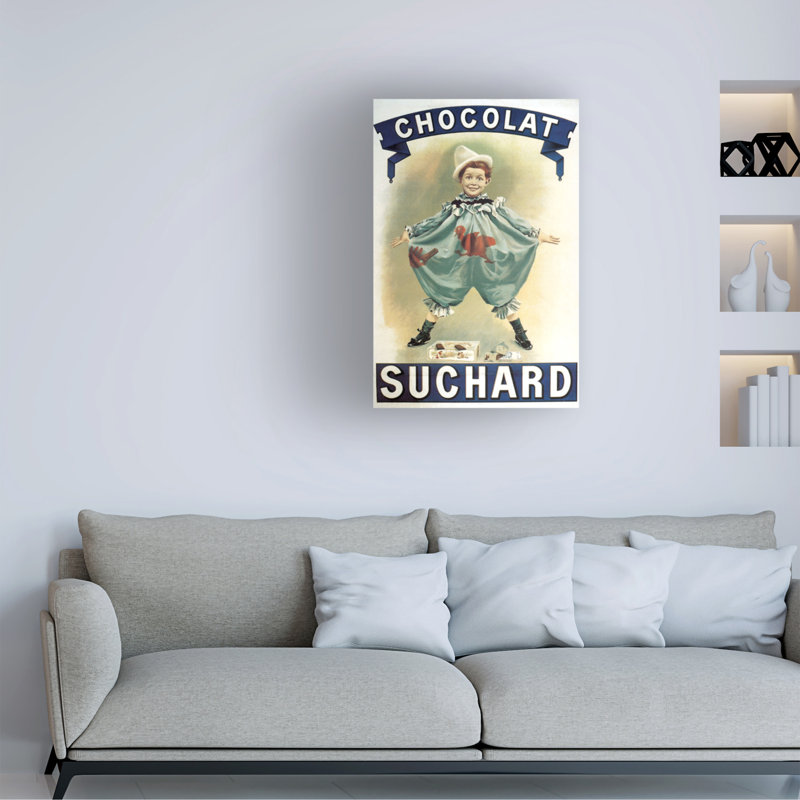 Art sur toile, artiste inconnu, Suchard chocolat vers 1900, H 19 po x l 12 po