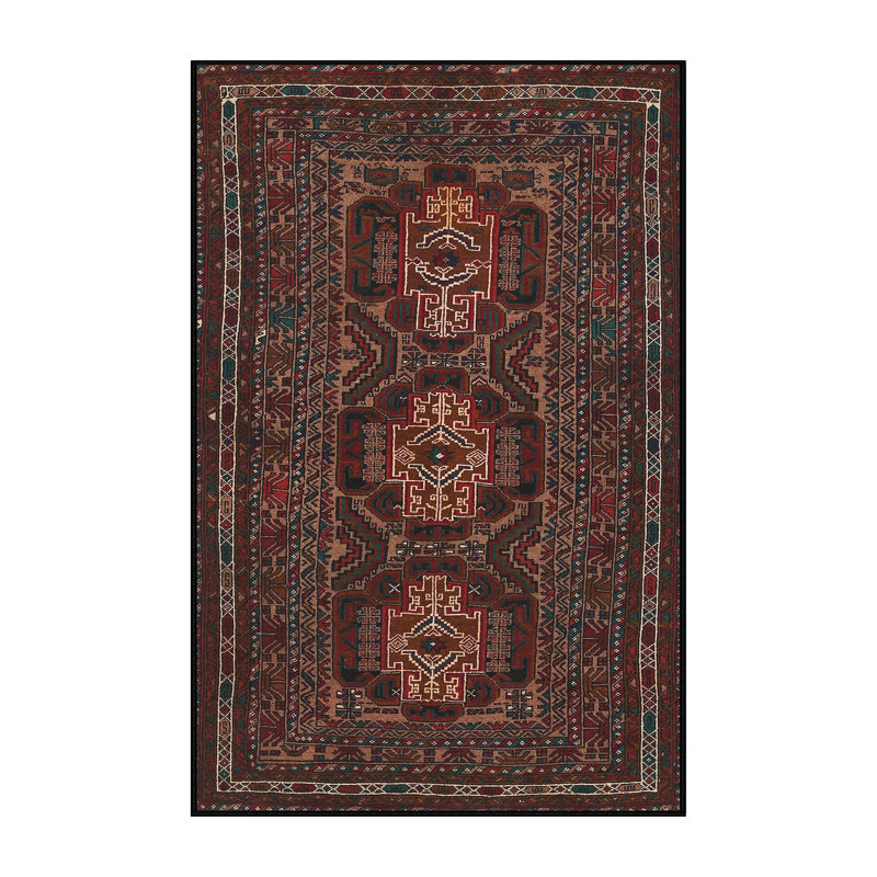 Tapis traditionnel bourgogne / rouge, Rectangle 7 pi x 9 pi