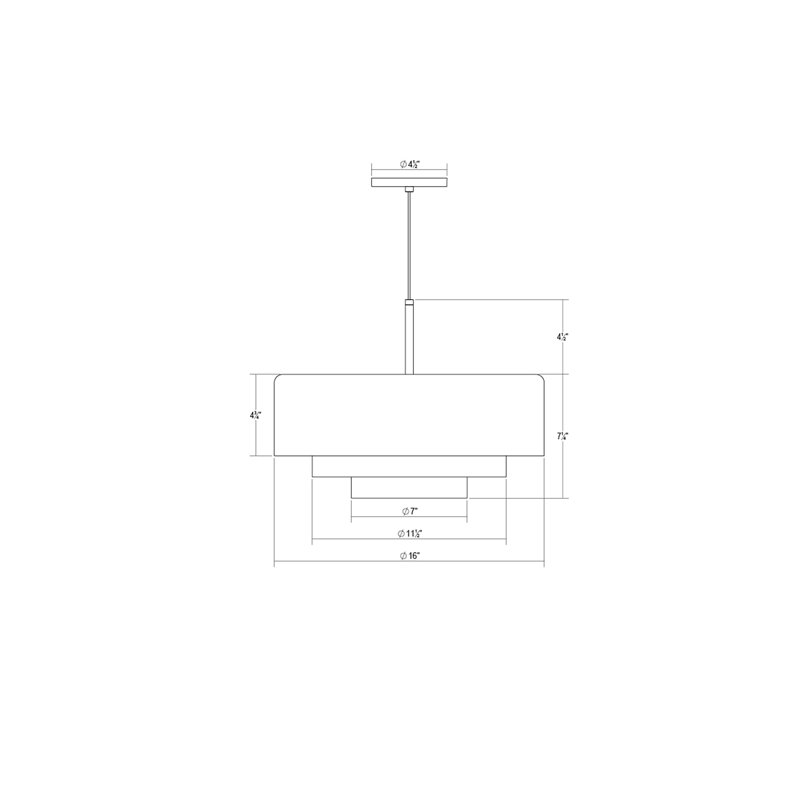 Luminaire suspendu tambour 1 lumière DEL, Laiton, H 11,75 po x l 16 po x P 16 po