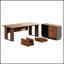 Bureau de direction en L de 63 pouces avec classeur de 47 pouces, bureau d'ordinateur moderne avec tiroirs et tablettes de rangement ouvertes, mobilier de bureau professionnel pour bureau personnel