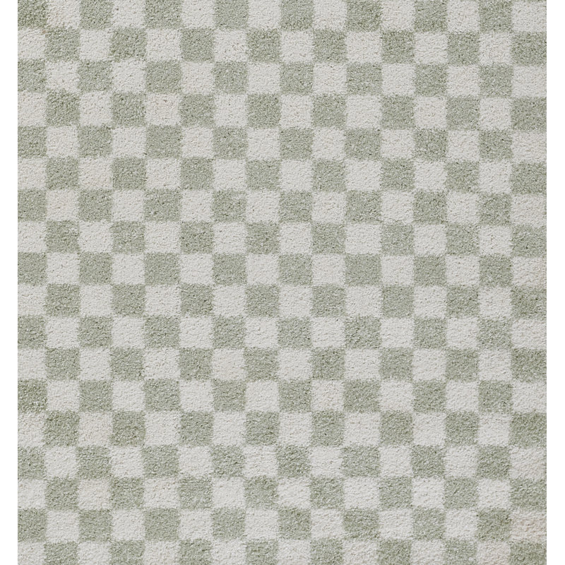 Geometric Green and Black Synthetic Rectangular Rug