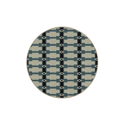 Blue Gray Geometric Creative Woven Base Rug