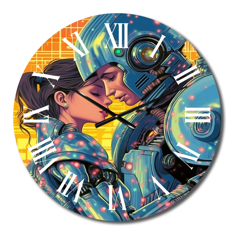 Magnifique robot couple amoureux II - Horloge murale robot, Petit