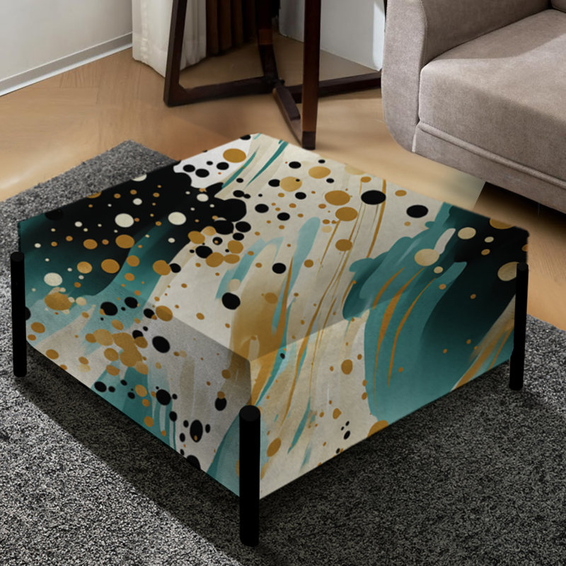 Gilded Polka Dot River - Polka Dots Large Square Ottoman