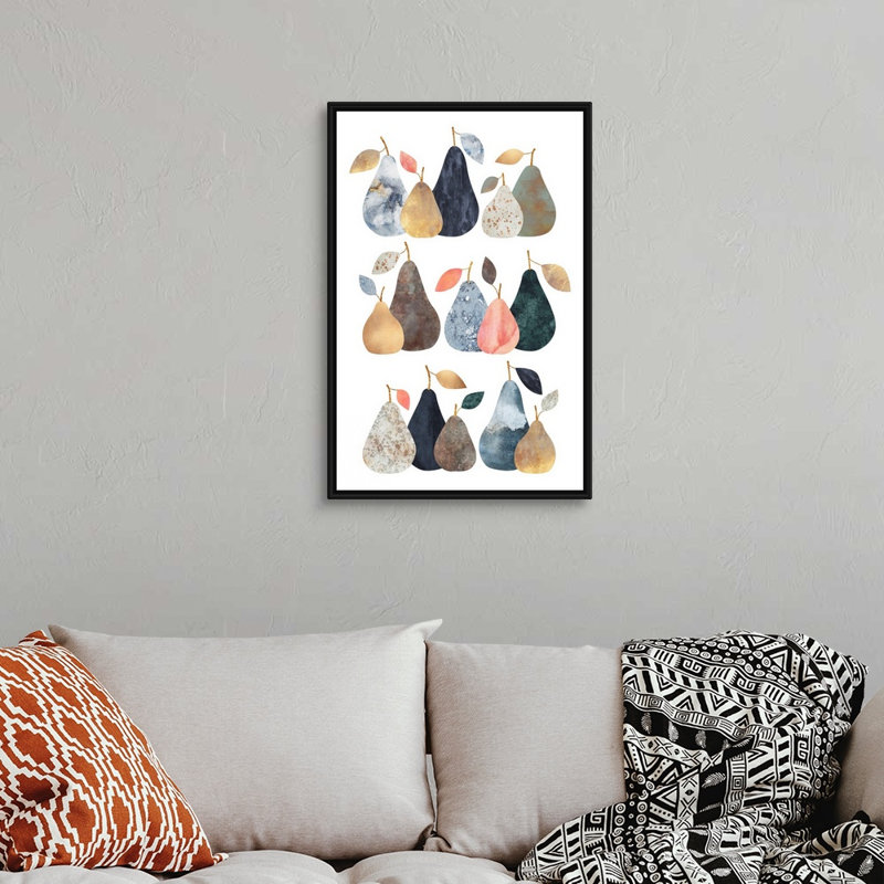 Poires - reproduction d'art sur toile, H 31,7 po x l 21,7 po x P 1,75 po, Cadre flottant noir