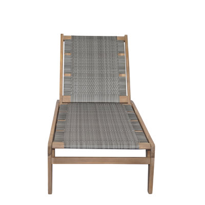 Hayes Patio PE Rattan Chaise Lounge With Acacia Wood Frame by Ebern Designs