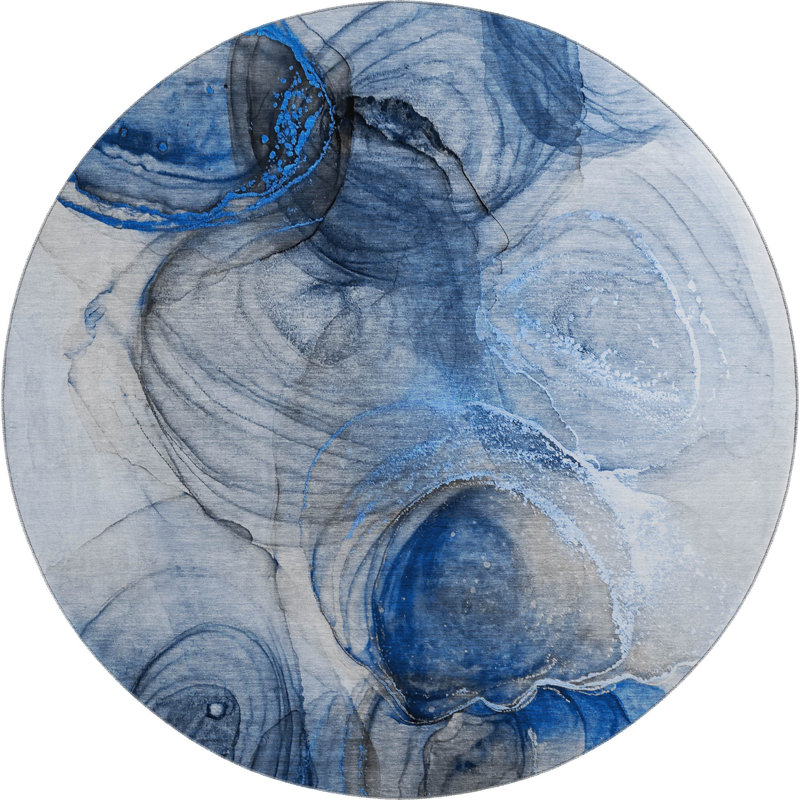 Premium Machine Washable Cerrito AMF513 Navy Rug, Round 8'