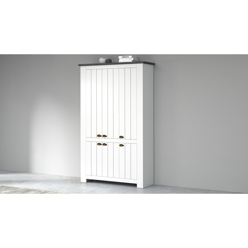 60 Pair Shoe Storage Cabinet, White/Grey