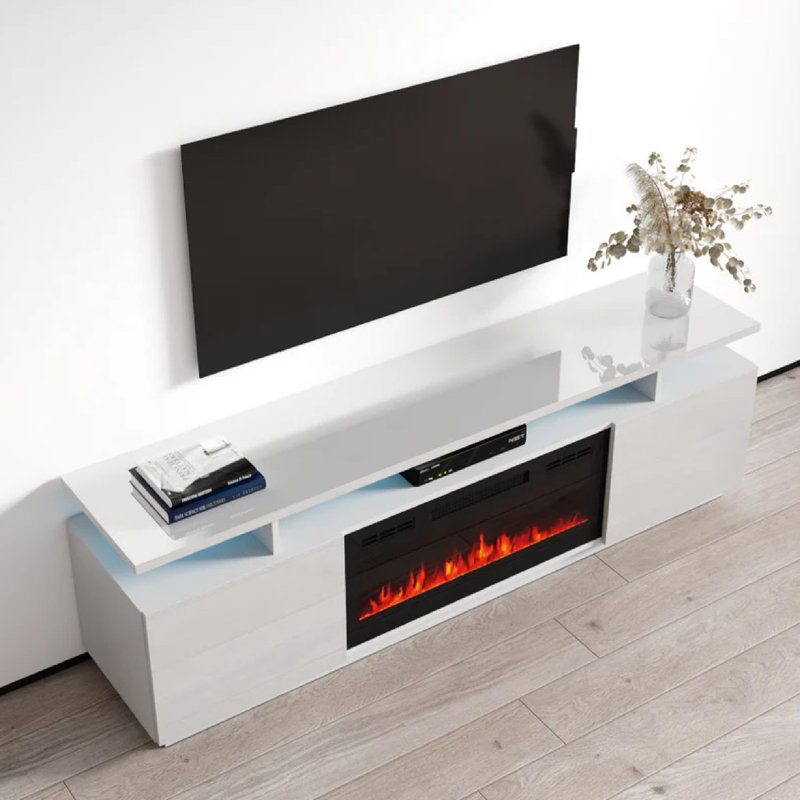 TV Stand Fireplace for TVs up to 75" Fireplace, White