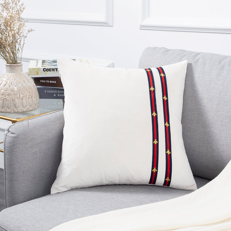 Housse de coussin carré en velours, Crème