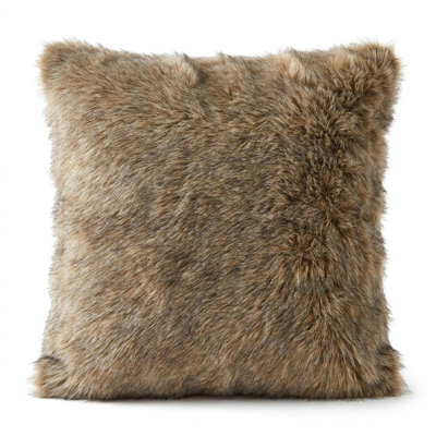Foxy Brown Gray Faux Fur Animal Print Pillow