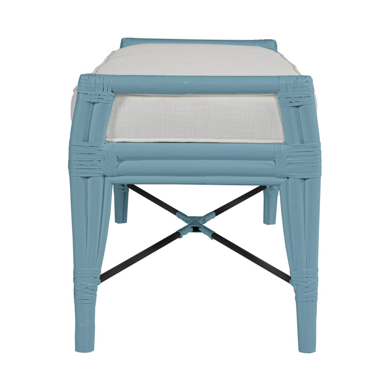 Malacca Upholstered Bench, Pool Blue